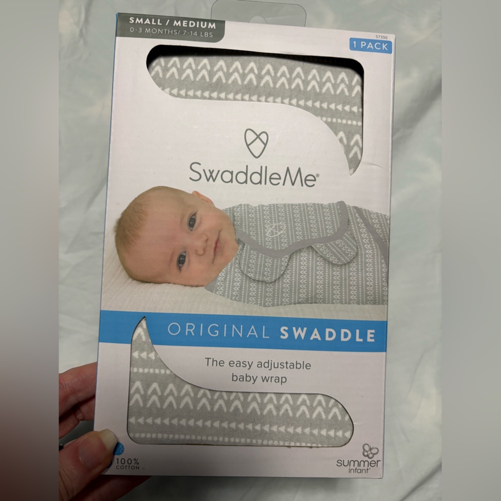 Summer Infant- “Swaddle Me” 0-3 months gray print nwt
